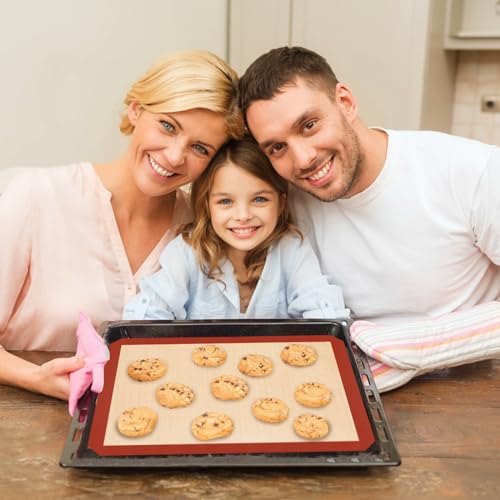 Silicone Baking Mats, 3 Pack Non-Stick Mats for Baking, Silicone Baking Mats Cookie Sheet, Easy Clean & Reusable Oven Baking Sheet for Making Cookies, Macaroons, Bread