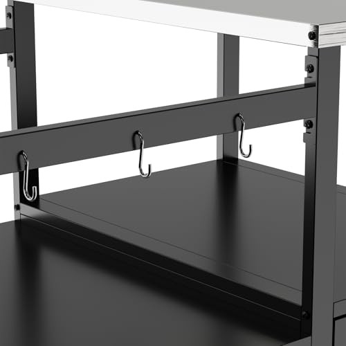 KEIKI Outdoor Grill Table for Big Green Egg Style BBQ, Metal Grill Cart with Storage Box, Compatible with up to Large Green Egg, Kamado Joe Jr