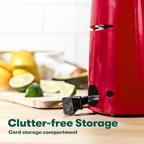 bella Electric Can Opener and Knife Sharpener, Removable Cutting Lever, Cord Storage, Stainless Steel Blade, Red
