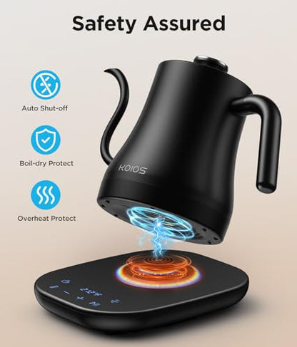KOIOS Gooseneck Electric Kettle, ±1℉ Temp Control, Mute Mode, 4H Keep Warm
