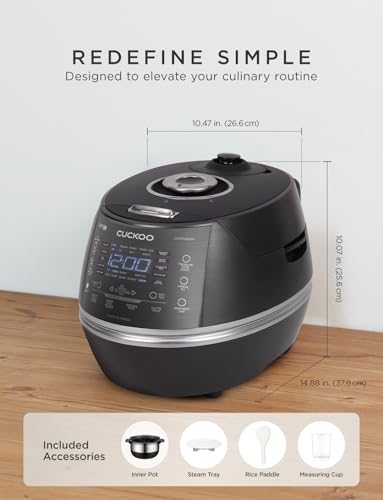 CUCKOO High Pressure Rice Cooker 6-Cup Uncooked / 12-Cup Cooked with Induction Heating Technology, Versatile Rice Maker with 13 Menu Options and Steam Plate, Voice Guide, Dark Gray (CRP-DHSR0609FD)