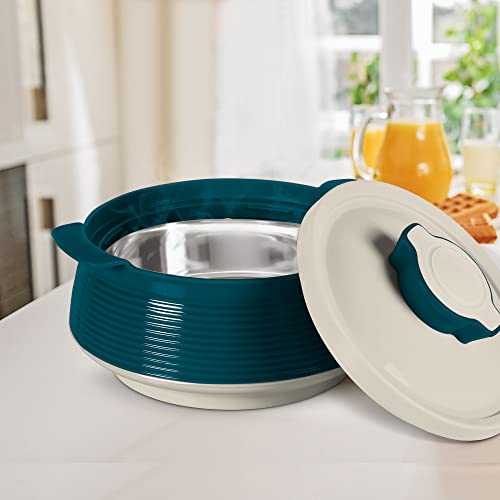 Milton Casserole for hot food, Double walled insulated inner Stainless Steel hot pot with lid, Serving box for food and roti, insulated serving bowl with lid, Set of 3 Set of 3 (Size 62, 45, 28 oz) Venice, Marble Green