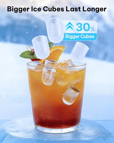 Silonn Ice Maker Countertop, 8 Cubes in 6 Mins, 26.5 lbs/24H, 2 Ice Sizes, Self-Cleaning Bullet Ice Maker, Portable Ice Machine for Kitchen, Office, Party, RV Camping