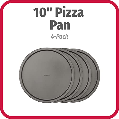 GoodCook Set of 4 Nonstick Steel 10 Inch Personal Pizza Pans Set, Gray