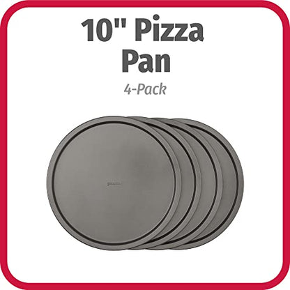 GoodCook Set of 4 Nonstick Steel 10 Inch Personal Pizza Pans Set, Gray