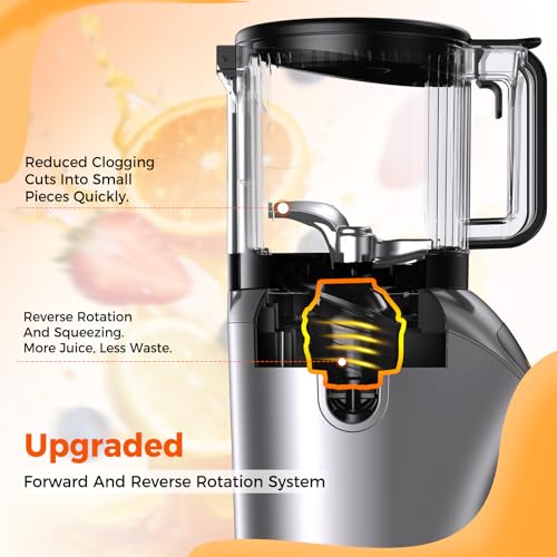 Juicer Machines with 6.5" Large Chute,4-in-1 Cold Press Juicer for Whole Vegetables Fruits,AC Motor,120oz Large Capacity, Makes Juice,Nut Milk & Sorbet,Premium Gray,Easy to Clean.(Advanced Space Gray)