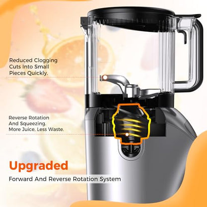 Juicer Machines with 6.5" Large Chute,4-in-1 Cold Press Juicer for Whole Vegetables Fruits,AC Motor,120oz Large Capacity, Makes Juice,Nut Milk & Sorbet,Premium Gray,Easy to Clean.(Advanced Space Gray)