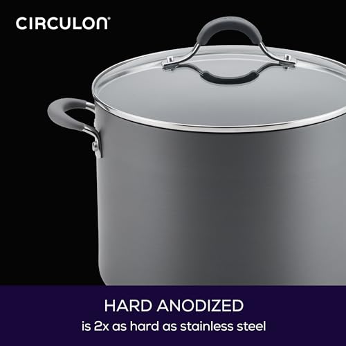 Circulon 83909 Radiance Hard Anodized Nonstick Stock Pot/Stockpot with Lid - 10 Quart, Gray
