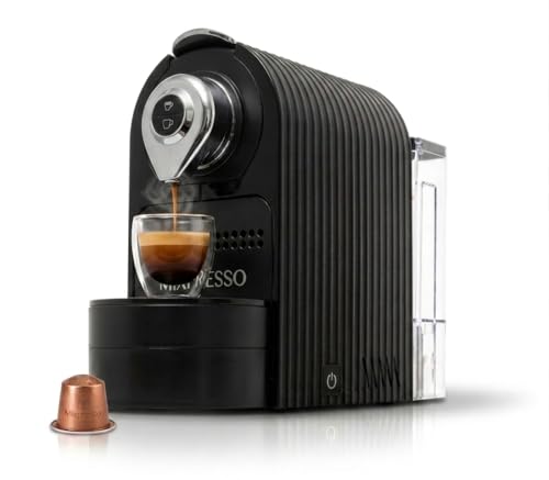 Mixpresso Black Espresso Coffee Machine – Compact 1400W Single Serve Coffee Maker Compatible with Nespresso OriginalLine Capsules, One-Touch Operation, 19-Bar Italian Pump, 27oz Water Tank