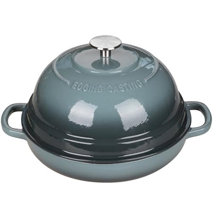 EDGING CASTING Enameled Cast Iron Dutch Oven Pot with Lid, Round Bread Oven for Homemade Sourdough Bread Baking, 6 Quart, Slateblue