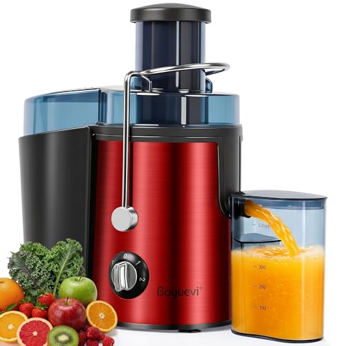 Boyuevi Juicer Machine, 800WCentrifugal Juicer for Whole Fruits and Vegetables,3 Inch Wide Feed Chute, Easy to Clean (red)