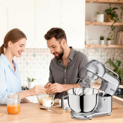 Camic 7.45 QT Tilt-Head Stand Mixer, Electric Mixer for Baking (Silver)