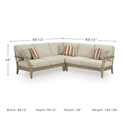 Signature Design by Ashley Clare View 3-Piece Wood Patio Sectional, Beige