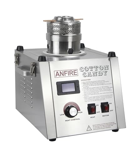 ANFIRE Commercial Professional Cotton Candy Machine 5" Spinner Head with 24" Metal Bowl and Floss Stabilizer Net