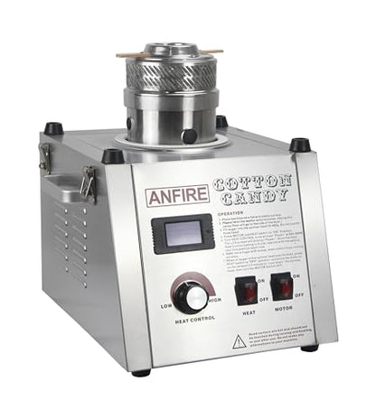 ANFIRE Commercial Professional Cotton Candy Machine 5" Spinner Head with 24" Metal Bowl and Floss Stabilizer Net
