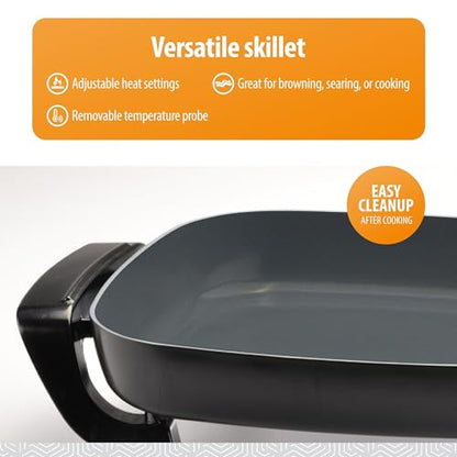 Toastmaster 12" Nonstick Electric Skillet - Deep Skillet Appliance with Glass Lid - Multipurpose Kitchen Cookware for Breakfast & More