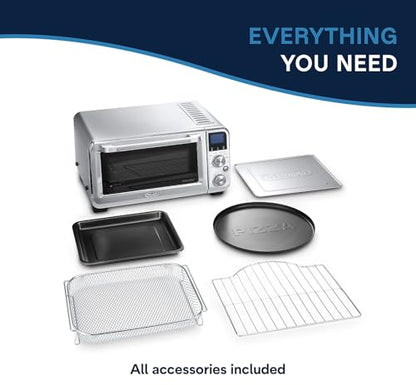 De'Longhi 10-in-1 Digital AirFryer, 24L, True Convection Toaster Oven with Internal Light, Grills, Broils, Bakes, Roasts, Reheats, Preset for Cookie & Pizza, 1800-Watts, Stainless Steel