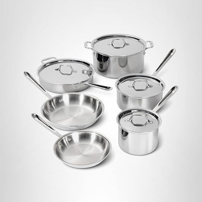 All-Clad D3® Stainless Steel 7 Piece Cookware Set- Made in USA- Includes Frying Pans, Saucepan, Sautépan, Stockpot - Professional Grade -Oven Safe & Induction Compatible