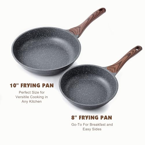 SENSARTE Nonstick Frying Pan Skillet, Swiss Granite Coating Omelette Pan, Healthy Stone Cookware Chef's Pan, PFOA Free (8/9.5/10/11/12.5 Inch) (10 Inch)