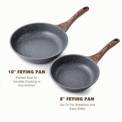 SENSARTE Nonstick Frying Pan Skillet, Swiss Granite Coating Omelette Pan, Healthy Stone Cookware Chef's Pan, PFOA Free (8/9.5/10/11/12.5 Inch) (10 Inch)