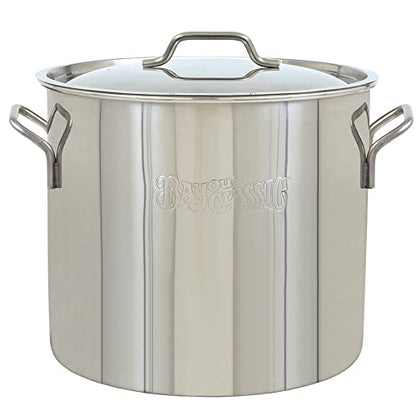 Bayou Classic 1420 20-qt Stainless Stockpot Features Heavy Duty Welded Handles for Secure Handling Domed Lid Perfect For Large Batch Cooking of Soups Stews Chili and Gumbo