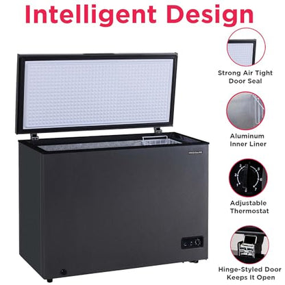 Frigidaire Chest Deep Freezer, 10 Cu. Ft. Capacity, Granita Rugged Design-Adjustable Thermostat-Removable Vinyl Coated Wire Basket-Easy Defrost Drain