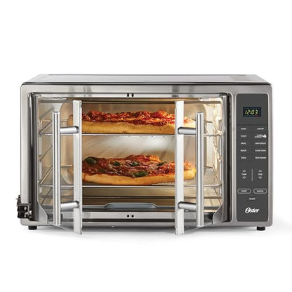 Oster Extra Large 42L French Door Countertop Toaster Oven, 10-in-1 Air Fryer Oven, with Air Fry Rack, Wire Rack, Baking Pan and Crumb Tray, Stainless Steel