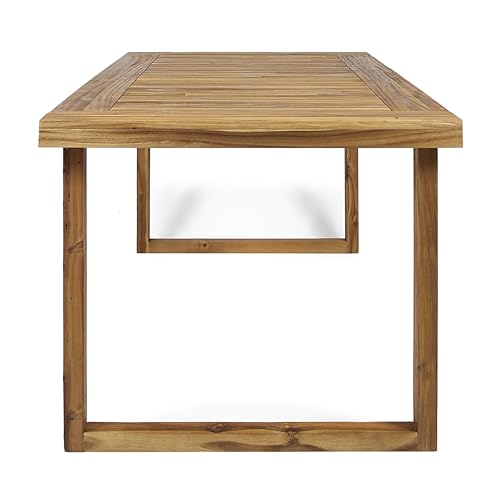 Christopher Knight Home Terry Acacia Wood Patio Dining Set for 6, Solid Wood Outdoor Dining Table Set for 6, 7 Piece Outdoor Dining Set with Rectangular Table and Woven Rope Accents, Teak+Beige+Grey
