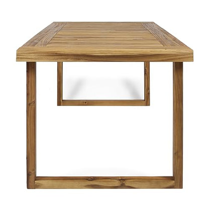 Christopher Knight Home Terry Acacia Wood Patio Dining Set for 6, Solid Wood Outdoor Dining Table Set for 6, 7 Piece Outdoor Dining Set with Rectangular Table and Woven Rope Accents, Teak+Beige+Grey