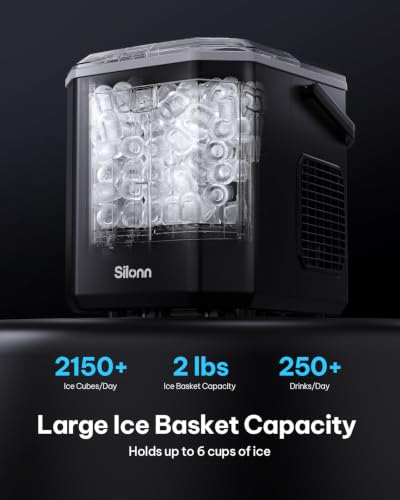 Silonn Ice Maker Countertop with Expandable Ice Basket and Carry Handle