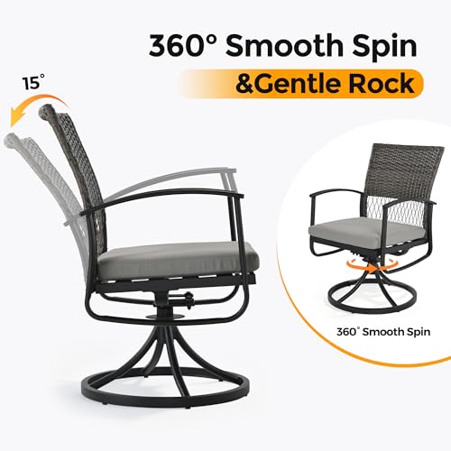HAPPATIO 7-Piece Patio Dining Set with Wicker Swivel Patio Chairs