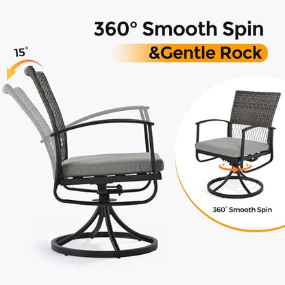 HAPPATIO 7-Piece Patio Dining Set with Wicker Swivel Patio Chairs