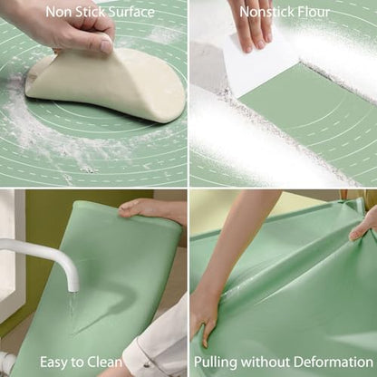 Silicone Pastry Mat 28" x 20" Non Stick Silicone Baking Mat Extra Thick Pastry Mat with Measurements Food Grade Pastry Mats for Rolling Dough,Bread,Pie,Cookies,Pizza and fondant,Food Grade Baking Mat