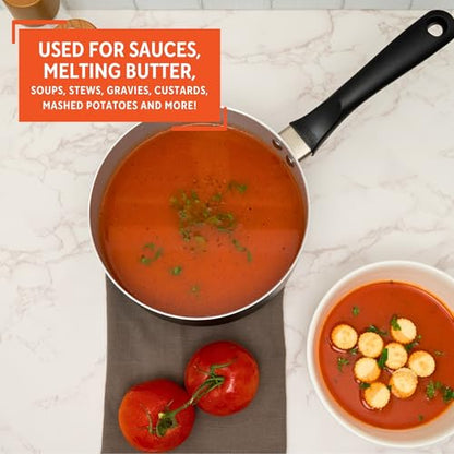 IMUSA 2.0 Qt PFAS Free Ceramic Nonstick Saucepan, Small Pot for Sauces, Gravies, Soups, Stews, Boiling & Heating, Aluminum Cookware with Cool-Touch Handle