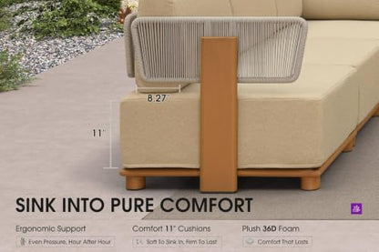 PURPLE LEAF Patio Furniture Set Modular L-Shaped 5 PCS Sofa, 2 Ottomans