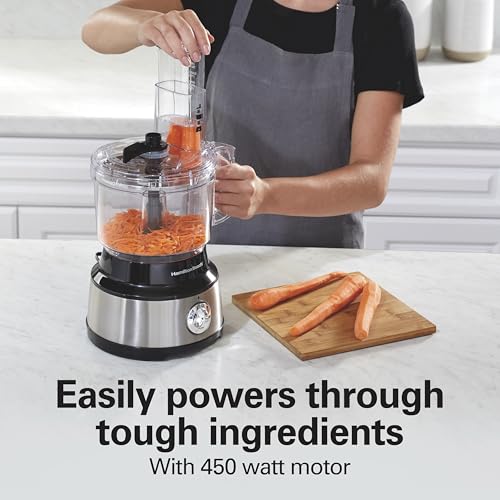 Hamilton Beach Food Processor & Vegetable Chopper for Slicing, Shredding, Mincing, and Puree, 10 Cups + Easy Clean Bowl Scraper, Black and Stainless Steel (70730)