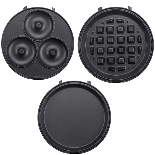 3 in 1 Mini Breakfast Maker- Make Mini Waffles Donuts Pancakes or Eggs all in 1 Multi Use Appliance- Easily Swap & Clean Interchangeable Griddle Plates- Small Electric Nonstick Baker with Recipe Guide