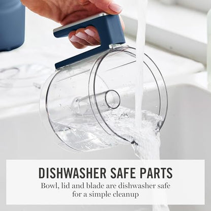Martha Stewart 3 Cup Electric Vegetable Chopper, Mini Food Processor, Navy