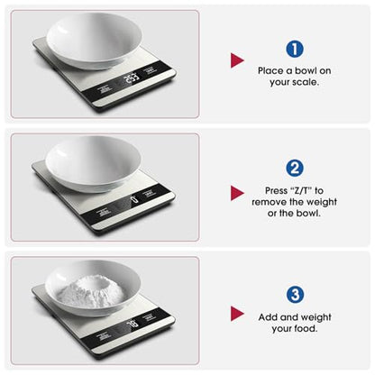Mik-Nana Food Scale, 11lb Digital Kitchen Scale with LCD Display 6 Units Tare Function, Stainless Steel Weight Grams and Ounces for Baking, Cooking and Meal Prep (Batteries Included)