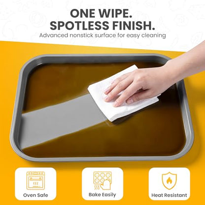 MAISONVISTA Non-Toxic 11-Piece Nonstick Bakeware Set - Professional Carbon Steel Stackable Baking Pans Set, PFOA-Free, Cookie Sheet, Mini Baking Sheet, Roasting Pan, Square, 2 Muffin & 2 Cake Pans