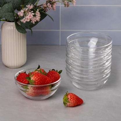 Iyulania 8.5 oz Clear Glass Bowl, Small Prep Bowls for Prepping Ingredients, Dishwasher and Microwave Safe, Stackable, Set of 6