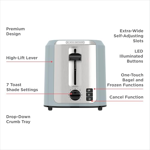 BLACK+DECKER 2-Slice Toaster with Extra-Wide Slots, Surf Spray