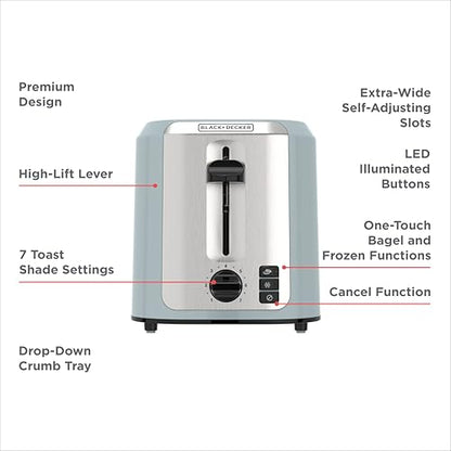 BLACK+DECKER 2-Slice Toaster with Extra-Wide Slots, Surf Spray