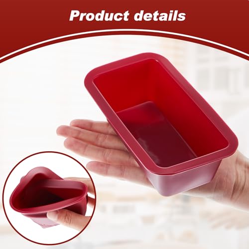 Willinglong 8 Pcs Silicone Mini Loaf Pan Silicone Bread Loaf Pan Rectangle Baking Molds Non Stick for Mini Cake, Homemade, Bread and Meatloaf, Red 6.1 x 3.3 x 1.8 Inch