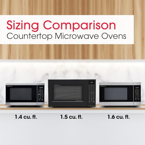 SHARP Countertop Microwave Oven with Removable 13.6" Carousel Turntable, 1100 Watt, 1.6 Cubic Feet, Stainless Steel