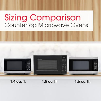 SHARP Countertop Microwave Oven with Removable 13.6" Carousel Turntable, 1100 Watt, 1.6 Cubic Feet, Stainless Steel