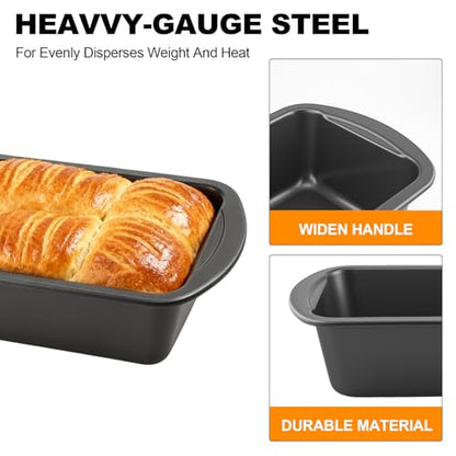 Loaf Pan with Liners Set, 2-Pack Nonstick 10 x 5 Inch Bread Pan and 50 Loaf Liners for Homemade Oven Baking - Rectangular Baking Tray for Kitchen Home Baker Make Sourdough Banana Sandwich Bread
