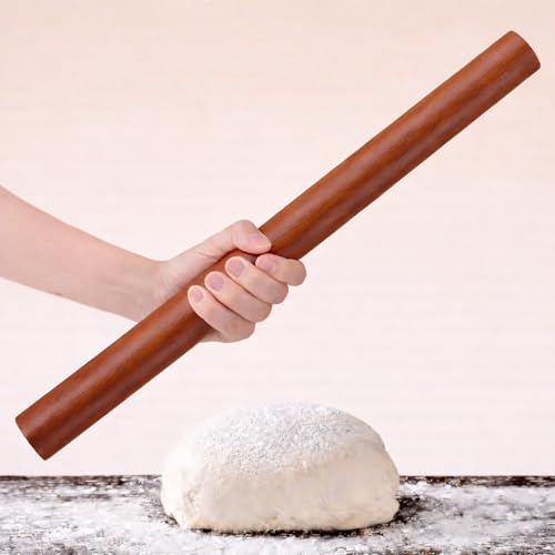 KinShare 17-inch Wood Rolling Pin, Non-Stick Rolling Pin for Baking, Natural Sapele Dough Roller for Pizza, Fondant, Pie, Cookie, Pastry, Essential Kitchen Tool