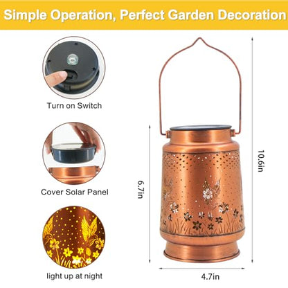 Mothers Day Gifts, 2 Pack Hummingbird Birthday Gifts for Women Mom Grandma Solar Lanterns Outdoor Waterproof Garden Decor Hanging LED Decorative Light for Patio Yard Lawn Gardening Gifts
