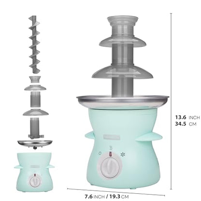 SugarWhisk 3 Tier Mini Chocolate Fountain Machine, Easy to Use & Clean, Great for Parties, Events & Weddings, 22 Oz Capacity, Aqua